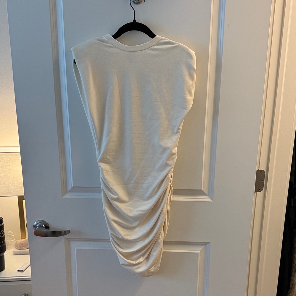 Cream Ruched Sleeveless Dress